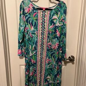 Lilly Pulitzer Tropical Print Long Sleeve Dress - Blue and Pink